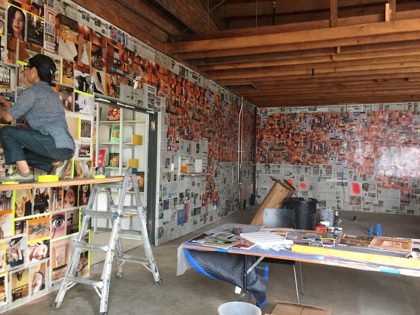 Exhibition installation in process at the new Institute of Contemporary Art, Los Angeles. Image by Edward Goldman.