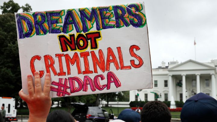 Supporters of DACA rally in front of the White House to protest the Trump Administration’s repeal of DACA.