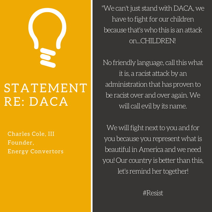 Energy Convertors statement re: DACA.