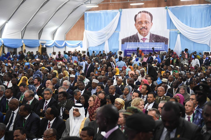 Guests wait at the inauguration ceremony of Somalia’s President Farmaajo. It is not taken long for his administration to experience its first crisis.