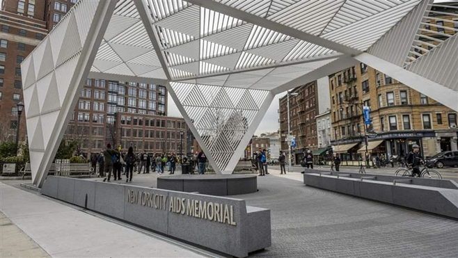 The AIDS Memorial in New York City. States are re-examining laws that date to the early days of the epidemic that criminalize people living with HIV.