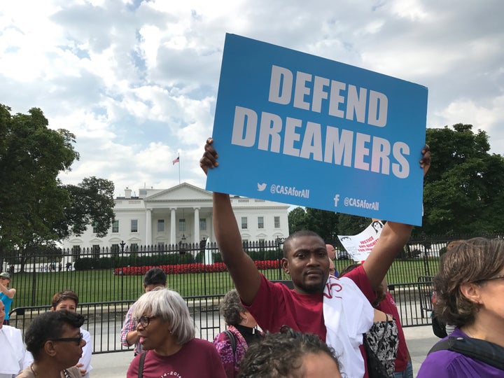 DREAMers rally in front of the White House after Donald Trump announced he would end DACA.