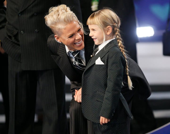 The singer talked about her <a href="https://www.huffpost.com/entry/pink-performance-mtv-video-music-awards_n_59a35eece4b0821444c427df" role="link" class=" js-entry-link cet-internal-link" data-vars-item-name="empowering VMAs speech" data-vars-item-type="text" data-vars-unit-name="59b00054e4b0dfaafcf45368" data-vars-unit-type="buzz_body" data-vars-target-content-id="https://www.huffpost.com/entry/pink-performance-mtv-video-music-awards_n_59a35eece4b0821444c427df" data-vars-target-content-type="buzz" data-vars-type="web_internal_link" data-vars-subunit-name="article_body" data-vars-subunit-type="component" data-vars-position-in-subunit="2">empowering VMAs speech</a> about teaching her daughter to love herself.