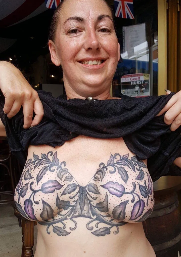 Woman's Lingerie Tattoo Fills Her With Confidence After Losing Both Breasts  To Cancer