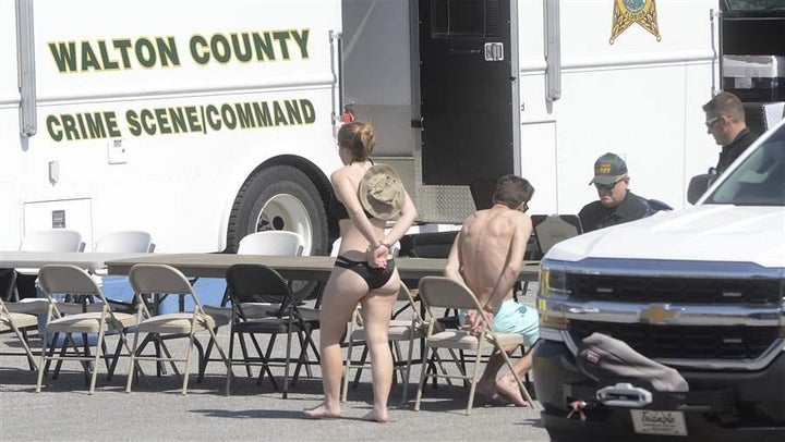 The Walton County Sheriff’s Office books spring breakers for underage drinking in Miramar Beach, Florida. Some alcohol enforc