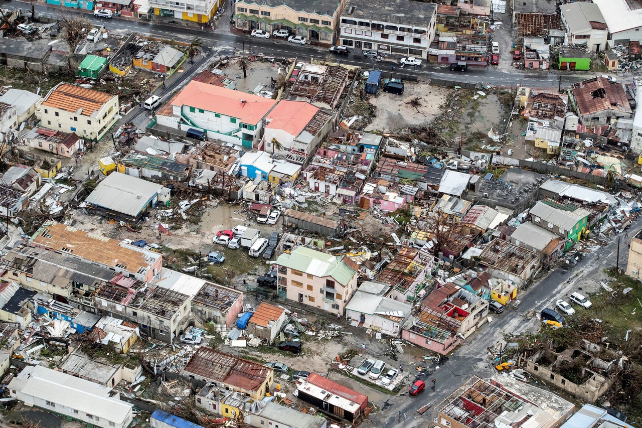 View of the aftermath of Hurricane Irma on Sint Maarten Dutch part of Saint Martin island in the Caribbean