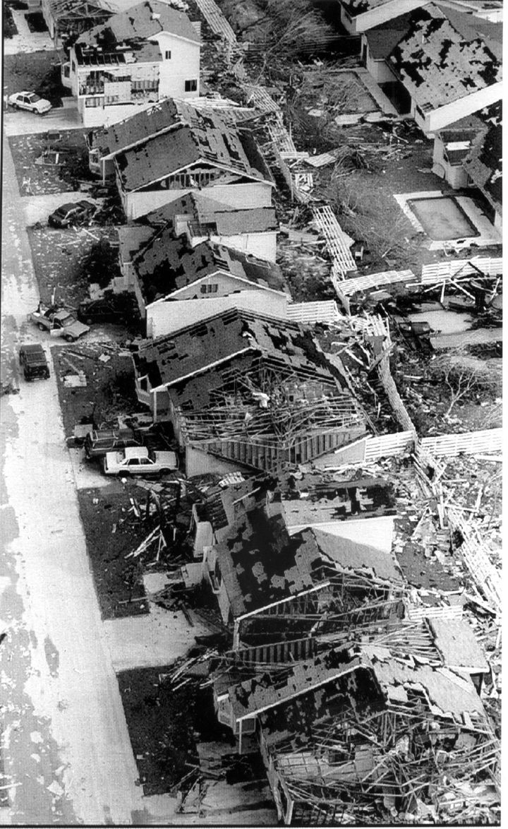 The Country Walk neighborhood is left in ruins by Hurricane Andrew on Sept. 1, 1992.