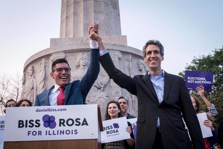 Daniel Biss, right, a Democrat running for governor of Illinois, named Chicago Alderman Carlos Ramirez-Rosa as his running mate on Aug. 31. He dropped him less than a week later.