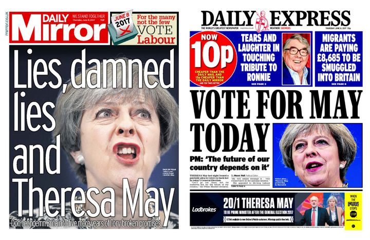 The papers' front pages on election day 2017