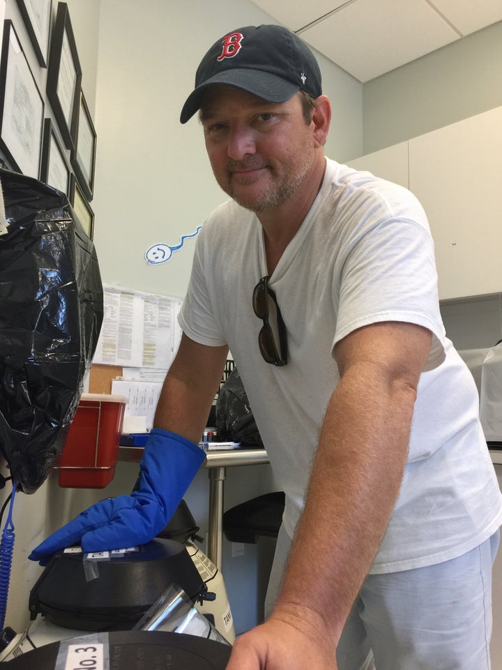 Dr. Hernandez-Rey in his fertility clinic on Thursday, making sure the liquid nitrogen was set to safely store frozen samples for up to two weeks. 