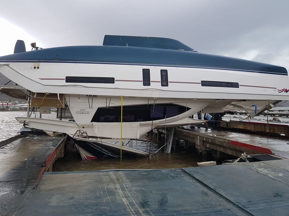 An overturned boat in Tortola 