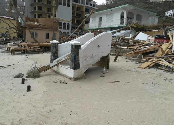 A stairway leading to empty space in Tortola 