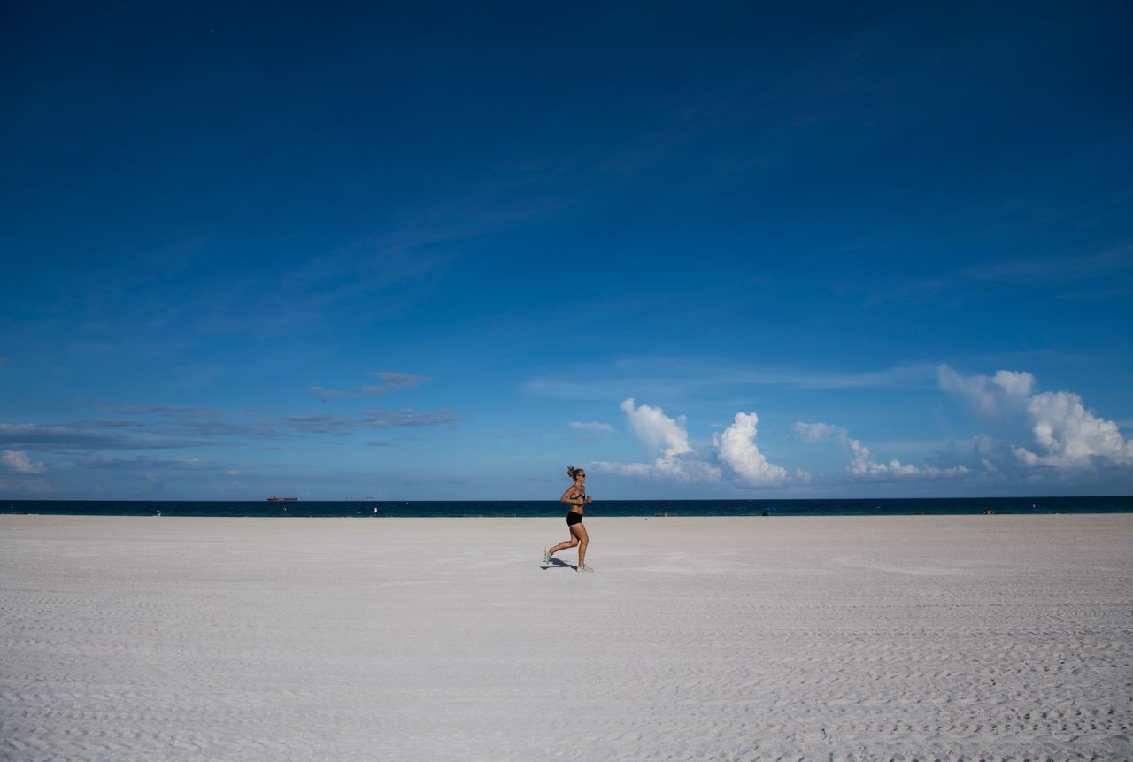 A near-deserted Miami beach after more than 5 million people were ordered to evacuate Florida 