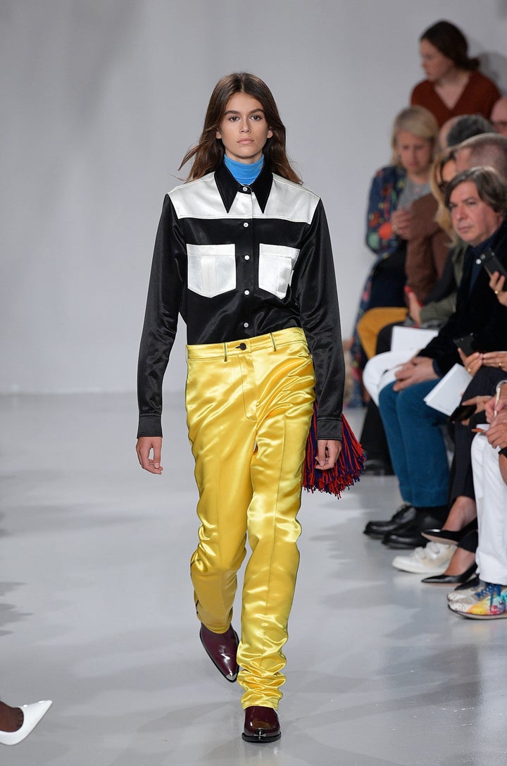 Walking the runway for the Calvin Klein Collection fashion show during New York Fashion Week on Sep. 7.