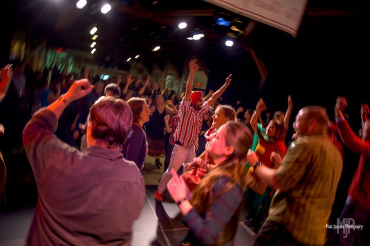 <p>Gurdeep Pandher, Students, and Participates Dancing at Old Fire Hall in Whitehorse, Yukon</p>