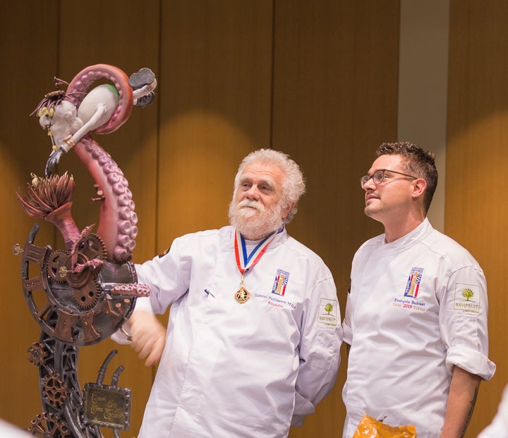 Coupe du Monde de la Pâtisserie Founder Gabriel Paillasson MOF critiques Francois Behuet’s chocolate showpiece 