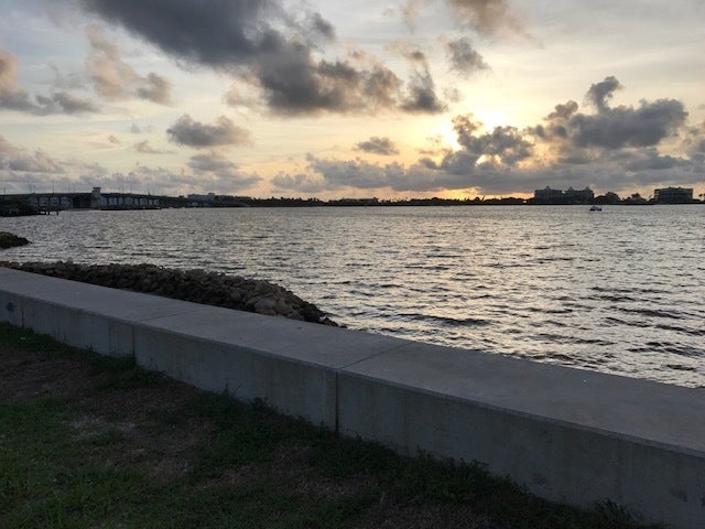 Dawn on Day Zero from the seawall at Bryant Park, Lake Worth, FL.