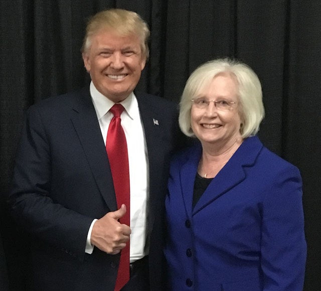 State Senator Mae Beavers and President Donald Trump at post-election campaign rally in Nashville, TN.