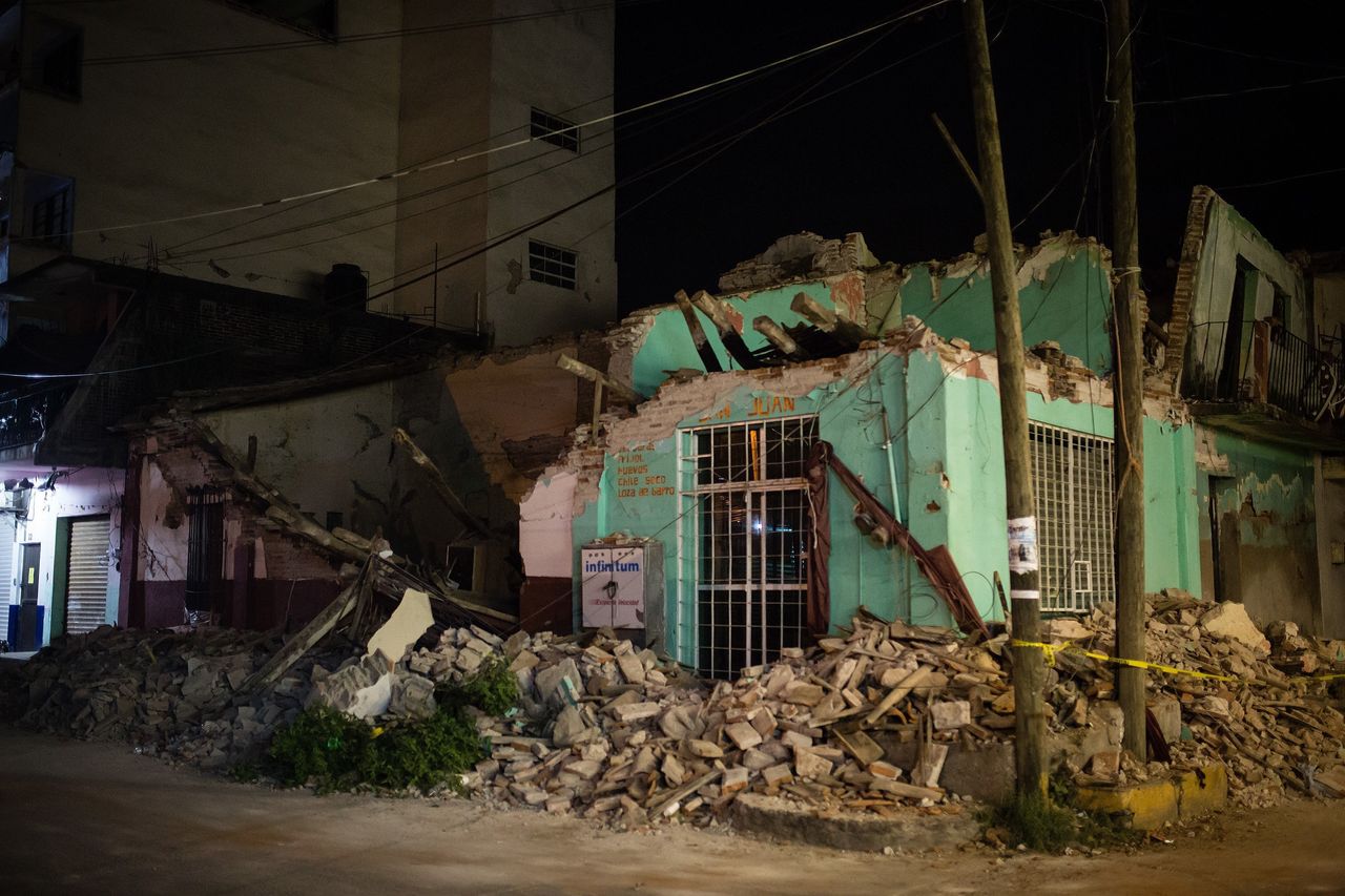 A home reduced to rubble on the south coast of Mexico 