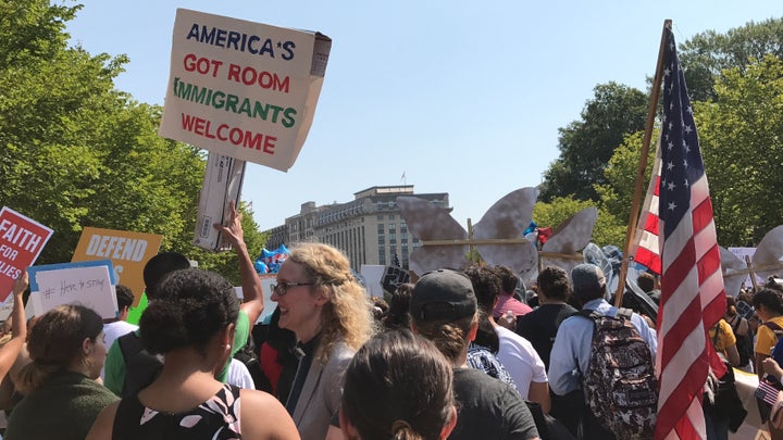 Thousands rally in front of the White House to protest Donald Trump’s move to end DACA.