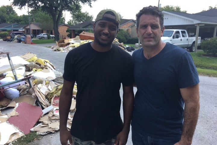 With Pastor Josh Dillard in hard hit Northeast Houston helping and handing out food.