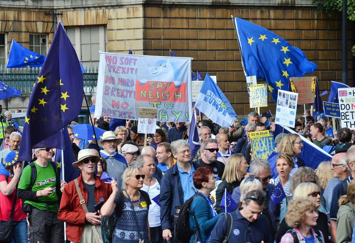 Protesters set off from at Hyde Park Corner during of a pro-EU People's March