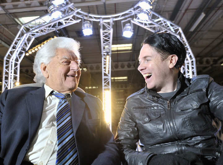 Dave Prowse, left, and Jayce Lewis, right, on the set of Lewis’ new Music Video ‘Shields’ 