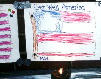 Four days after the World Trade Center Towers fell.. a Kindergarten class placed their offerings up at Madison Square Park