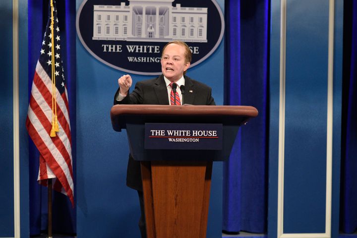 Melissa McCarthy impersonates White House press secretary Sean Spicer during “Saturday Night Live's” 42nd season.