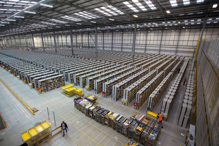 The vast Amazon warehouse at Rugeley is home to up to 5,000 staff, depending on the time of year