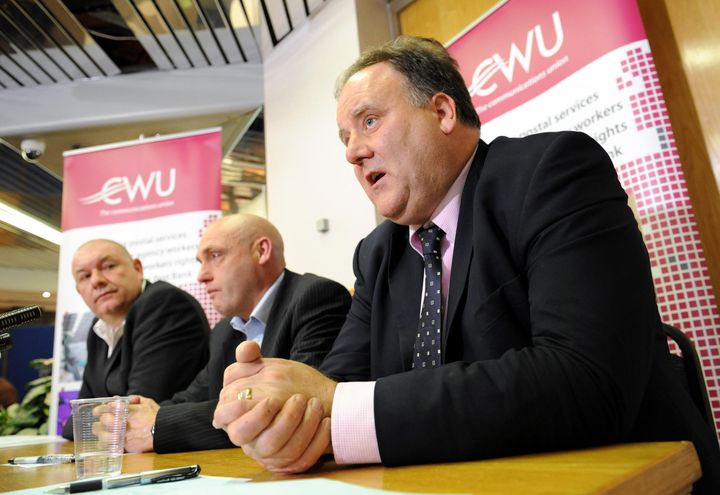 Dave Ward, Kevin Slocombe and Billy Hayes of the CWU.