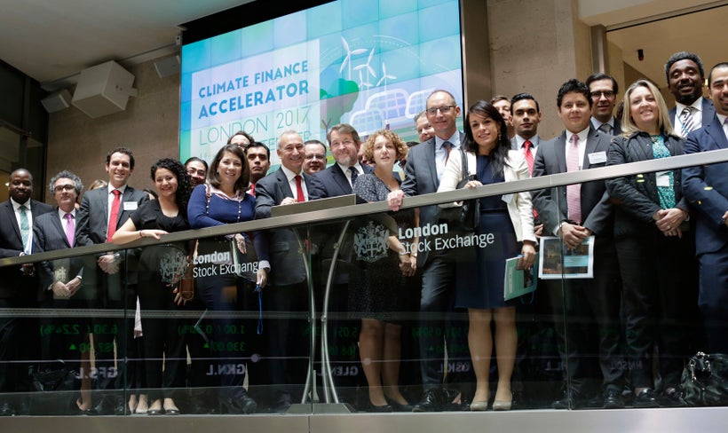 Mark Makepeace (CEO, FTSE Russell), Sir Roger Gifford (Chairman, City of London Green Finance Institute), Kate Hughes (Deputy