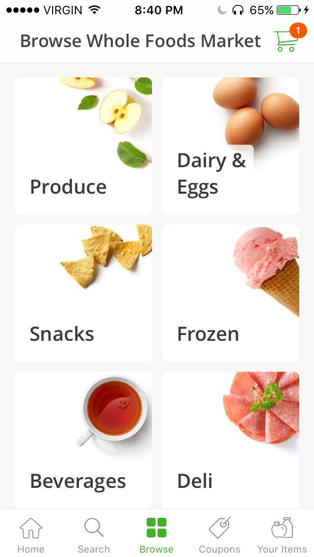 <a rel="nofollow" href="https://www.wholefoodsmarket.com/" target="_blank">Whole Foods</a> demonstrates the clean card-based