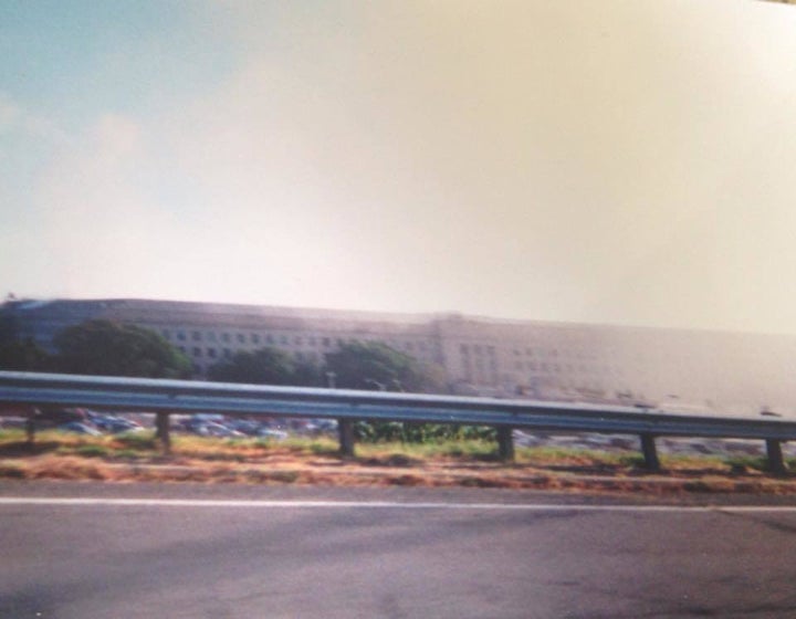 Pentagon with smoke rising after the crash of flight 77.