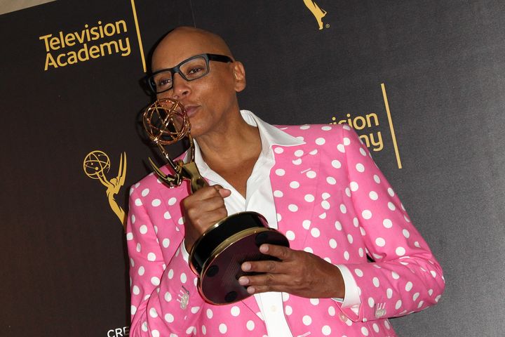 RuPaul after winning the 2016 Emmy for " Outstanding Host of a Variety, Nonfiction Or Reality Program."