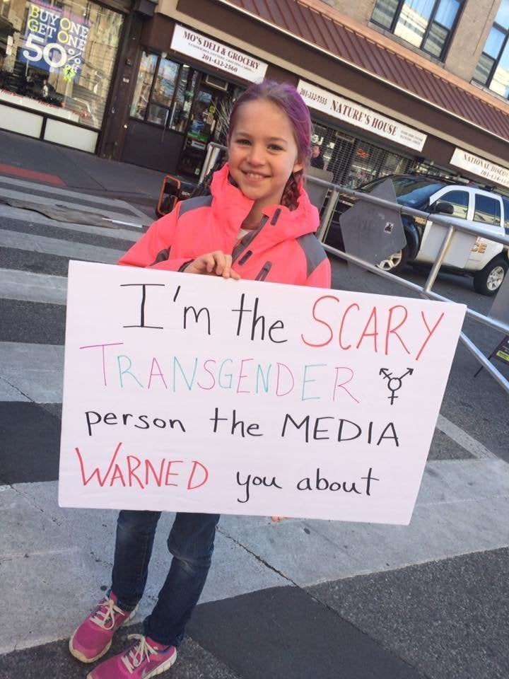 In February, this image of Rebekah holding this sign at a trans rights rally went viral.