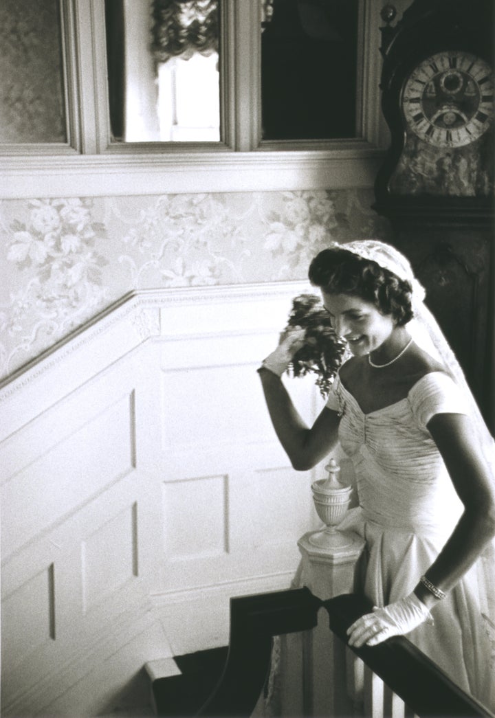 Kennedy's wedding gown was constructed out of 50 yards of ivory silk taffeta.