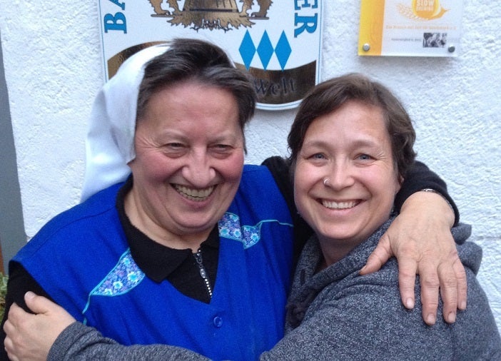 <p>Bavaria’s iconic nun-brewer Sister Doris and Laura Ulrich of Pink Boots</p>