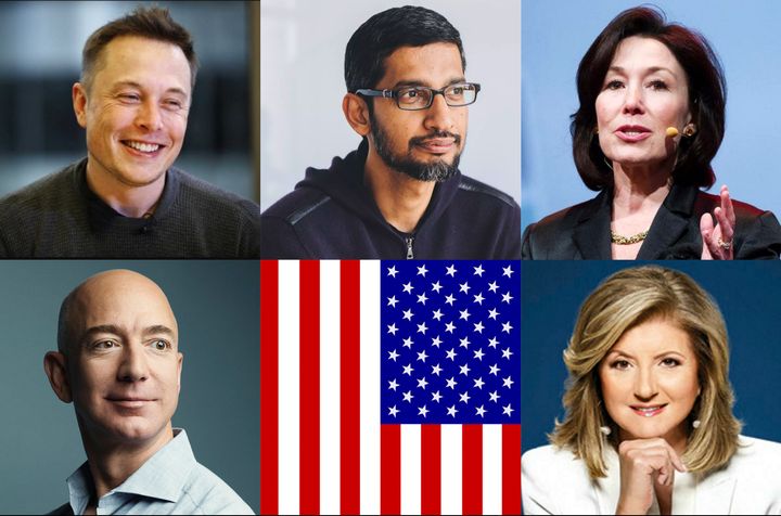 Immigrants, or chidren of immigrants: Elon Musk, CEO Tesla; Jeff Bezos, CEO Amazon; Sundar Pichai, CEO Google; Safra Catz, CEO Oracle; Ariana Huffington Co-Founder, Huffington Post 