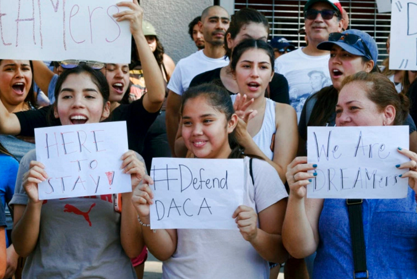 Supporters of DACA following US Attorney General Jeff Sessions’ announcement last week