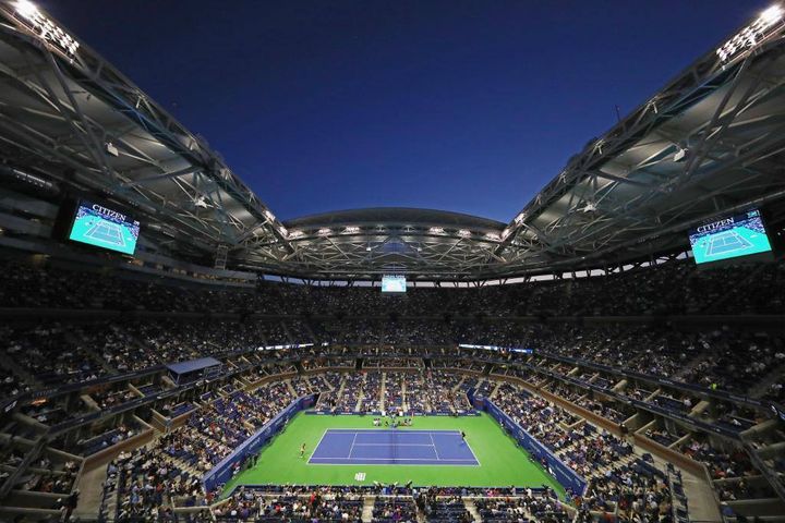 The Arthur Ashe Stadium, at the USTA Billie Jean King National Tennis Center in Queens, New York, during the 2017 US Open Tennis Championships.