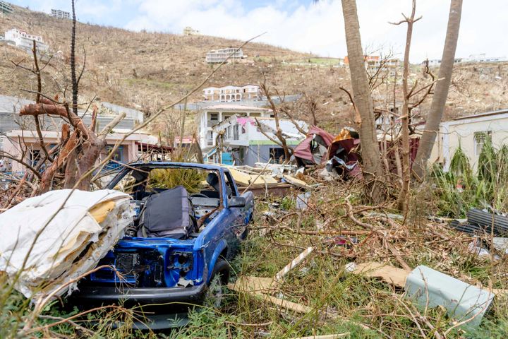 The damage done on the British Virgin Islands, as photographed on Sunday