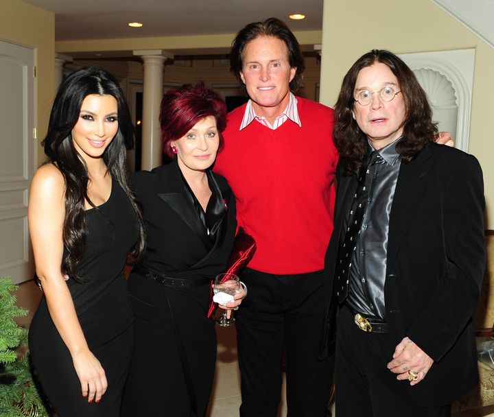 (l-r) Kim Kardashian, Sharon Osbourne, Bruce Jenner and Ozzy Osbourne.