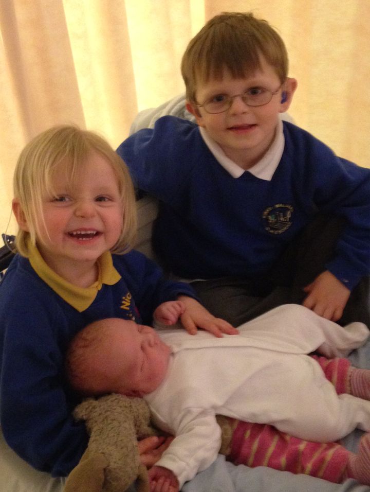 Pippa with her older brother Aubrey, five at the time, and her baby brother Elliott, who was born on 31 March 2014. She died on 10 April 2014.