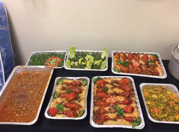 The Bakri sisters' feast, which served about 39 evacuees on Sunday.