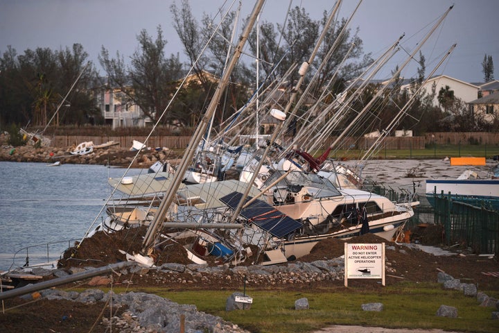 Damaged sail boats are shown in the aftermath of Hurricane Irma on Monday in Key West, Florida.