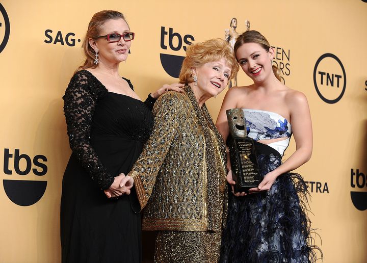 Carrie Fisher, Debbie Reynolds and Billie Lourd in January 2015.