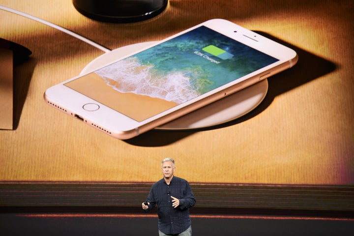 Phil Schiller, senior vice president of worldwide marketing at Apple Inc., speaks about the iPhone 8 and 8 Plus during an event at the Steve Jobs Theater in Cupertino, California, U.S., on Tuesday, Sept. 12, 2017. (Photographer: David Paul Morris/Bloomberg via Getty Images)