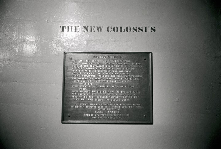 The poem by Emma Lazarus that's on the base of the Statue of Liberty.