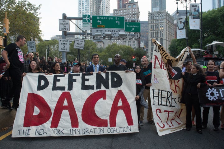 Supporters of the Deferred Action for Childhood Arrivals program rally in New York earlier this month.